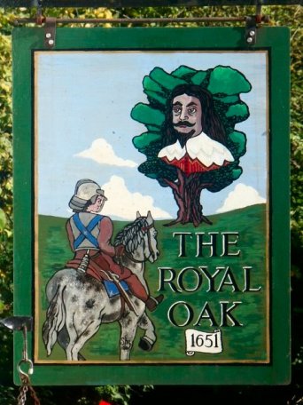 Sign viewed from pub door